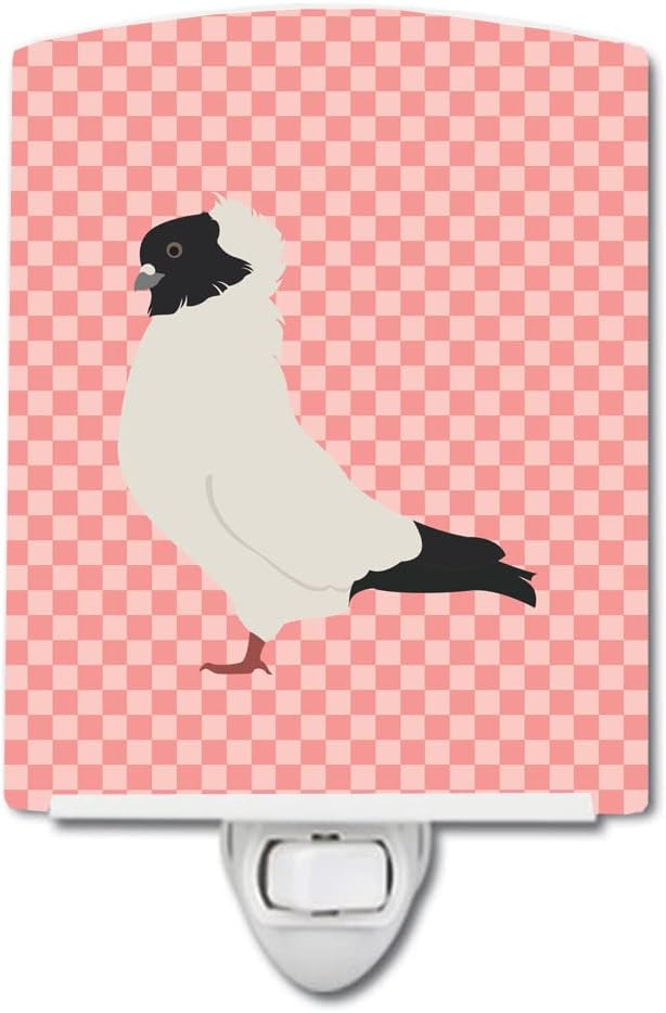 Caroline's Treasures BB7952CNL Nun Pigeon Pink Check Ceramic Night Light Compact, UL-Certified, Ideal for Bedroom, Bathroom, Nursery, Hallway, Kitchen, 6x4x3, Multicolor