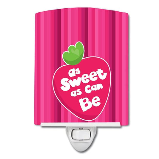 Caroline's Treasures BB7106CNL Stawberry As Sweet as Can Be Ceramic Night Light Compact, UL-Certified, Ideal for Bedroom, Bathroom, Nursery, Hallway, Kitchen, 6x4x3, Multicolor