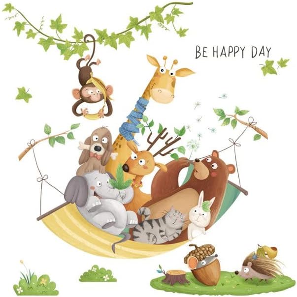 Cartoon Animal Giraffe Lion Monkey Rattan Kindergarten Classroom Wall Decoration Children's Room Wall Sticker