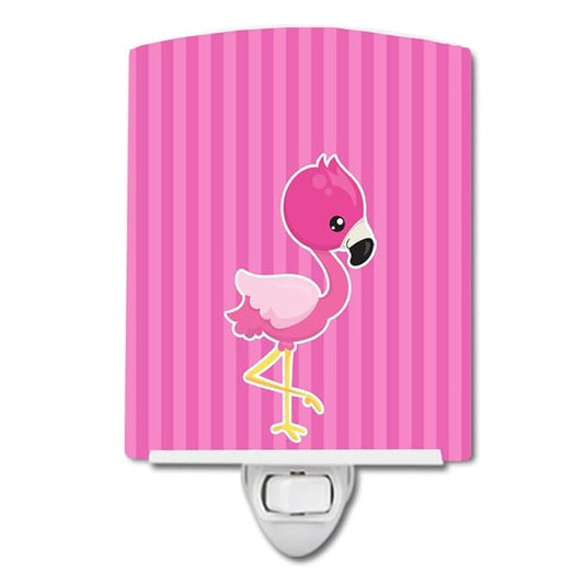 Caroline's Treasures BB8766CNL Flamingo #2 Ceramic Night Light Compact, UL-Certified, Ideal for Bedroom, Bathroom, Nursery, Hallway, Kitchen, 6x4x3, Multicolor