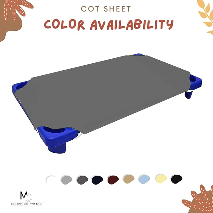 Pack of 6 Cot Sheet for Daycare Preschool Cot Bed -Polyblend Fabric with Corner Elastic Cots Sheets Fits On 22" X 40" Inches Size Toddler and Preschool Daycare Cot Dark Grey 22 X 40 Size