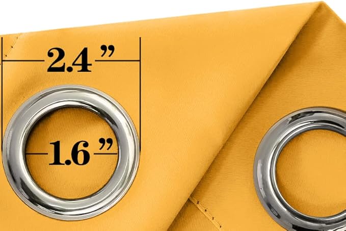 Mrs.Naturall Yellow Curtains 96 Inches Long for Bedroom 2 Panels Set Grommet Blackout Living Room Window Curtains