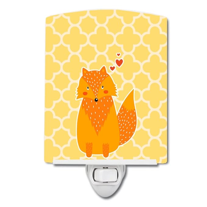Caroline's Treasures BB6758CNL Foxy Love Ceramic Night Light Compact, UL-Certified, Ideal for Bedroom, Bathroom, Nursery, Hallway, Kitchen, 6x4x3, Multicolor