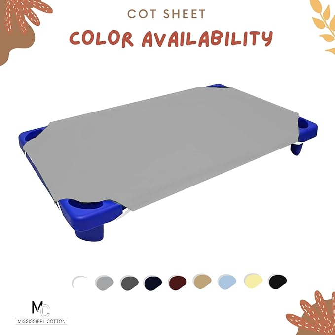 Pack of 12 Cot Sheet for Daycare Preschool Cot Bed -Polyblend Fabric with Corner Elastic Cots Sheets Fits On 22" X 52" Inches Size Toddler and Preschool Daycare Cot Light Grey 22 X 52 Size