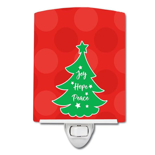 Caroline's Treasures BB6971CNL Christmas Tree Red Green Ceramic Night Light Compact, UL-Certified, Ideal for Bedroom, Bathroom, Nursery, Hallway, Kitchen, 6x4x3, Multicolor