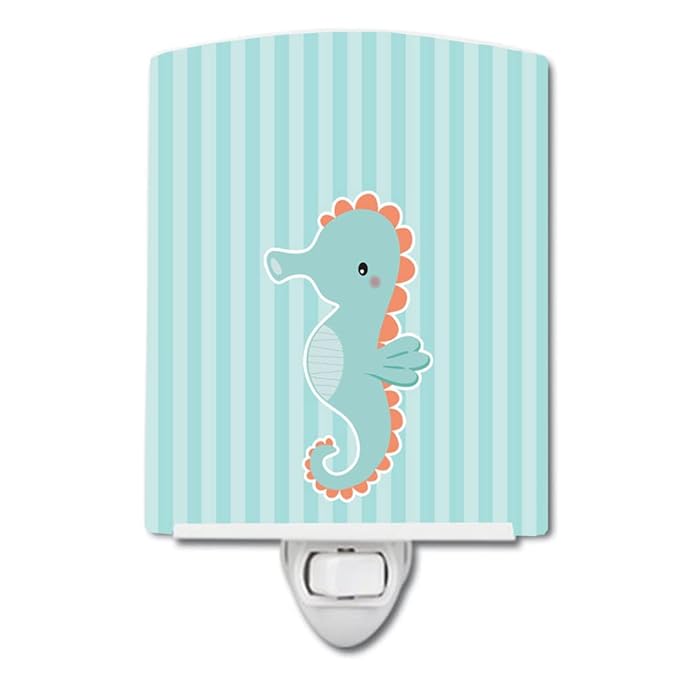 Caroline's Treasures BB7124CNL Seahorse Ceramic Night Light Compact, UL-Certified, Ideal for Bedroom, Bathroom, Nursery, Hallway, Kitchen, 6x4x3, Multicolor