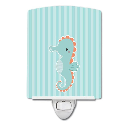 Caroline's Treasures BB7124CNL Seahorse Ceramic Night Light Compact, UL-Certified, Ideal for Bedroom, Bathroom, Nursery, Hallway, Kitchen, 6x4x3, Multicolor