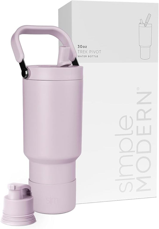 Simple Modern Trek Pivot | 30oz Flip Straw Tumbler with Handle | Water Bottle & Boot | Interchangeable Straw & Chug Lids | Insulated Stainless Steel Jug | Gym Sports Outdoors | Lavender Mist