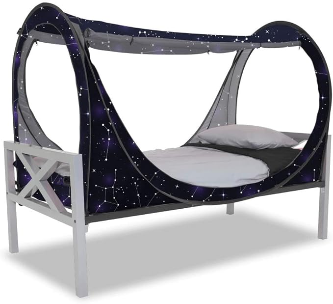 Privacy Pop up Eclipse Bed Tent Bed Drapes (Starry Constellation, Queen)