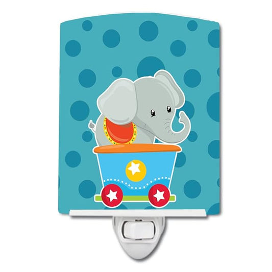 Caroline's Treasures BB8709CNL Circus Elephant Train Car Ceramic Night Light Compact, UL-Certified, Ideal for Bedroom, Bathroom, Nursery, Hallway, Kitchen, 6x4x3, Multicolor