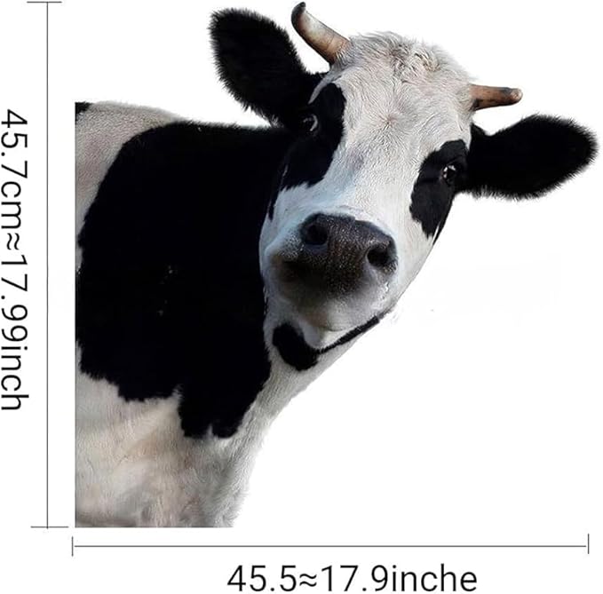 Funny Animal Wall Decal Peeking Cow Wall Sticker Vinyl Cute Animal Art Sticker Weird Stuff Wall Decor for Farmhouse Classroom Living Room Kitchen Decoration (Cow)