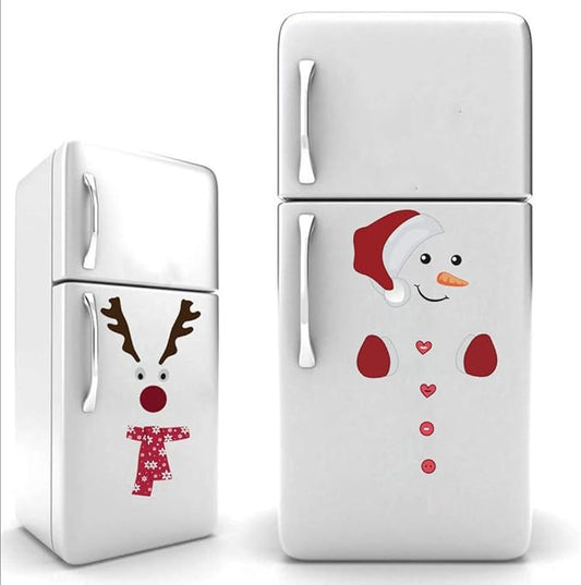 IARTTOP Cute Santa Claus Wall Sticker，Vinyl Christmas Reindeer Art Wall Decal Kitchen Fridge Window DIY Wall Sticker Home Decor