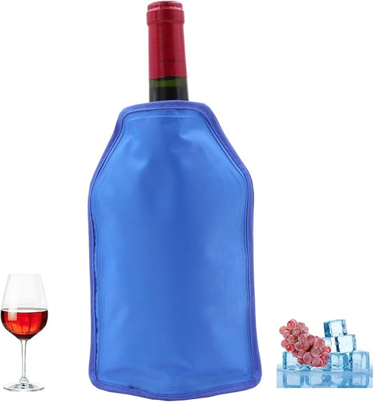 Wine Cooler Sleeve, Wine Bottle Chill Cooler Ice Pack Sleeve- Freezer Sleeve- Vodka- Tequila Chiller- Cooler- Carrier (Blue)