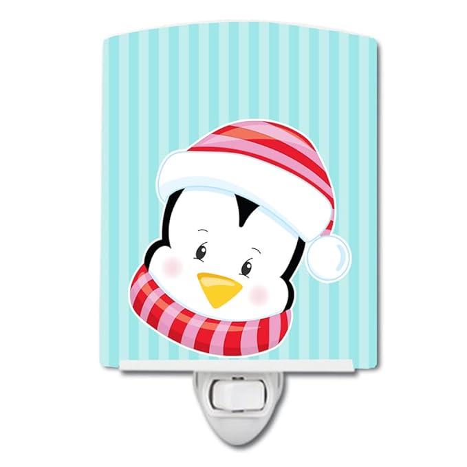 Caroline's Treasures BB8675CNL Christmas Penquin #1 Ceramic Night Light Compact, UL-Certified, Ideal for Bedroom, Bathroom, Nursery, Hallway, Kitchen, 6x4x3, Multicolor