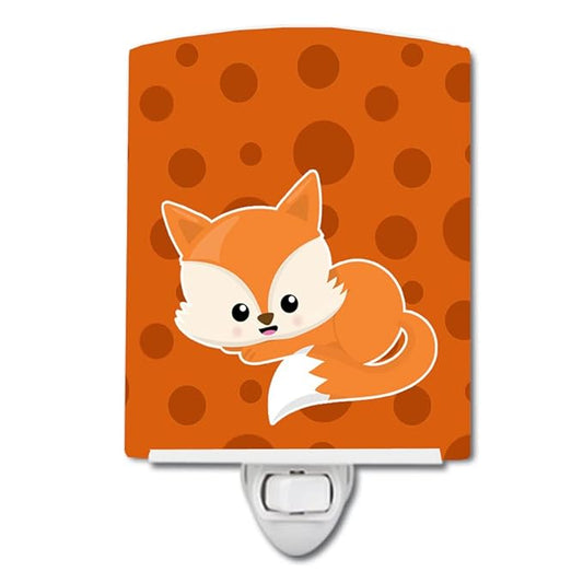 Caroline's Treasures BB7086CNL Baby Fox Polkadot Ceramic Night Light Compact, UL-Certified, Ideal for Bedroom, Bathroom, Nursery, Hallway, Kitchen, 6x4x3, Multicolor
