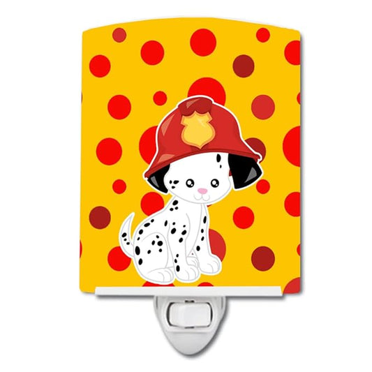 Caroline's Treasures BB6999CNL Fireman Dalmatian Puppy Ceramic Night Light Compact, UL-Certified, Ideal for Bedroom, Bathroom, Nursery, Hallway, Kitchen, 6x4x3, Multicolor