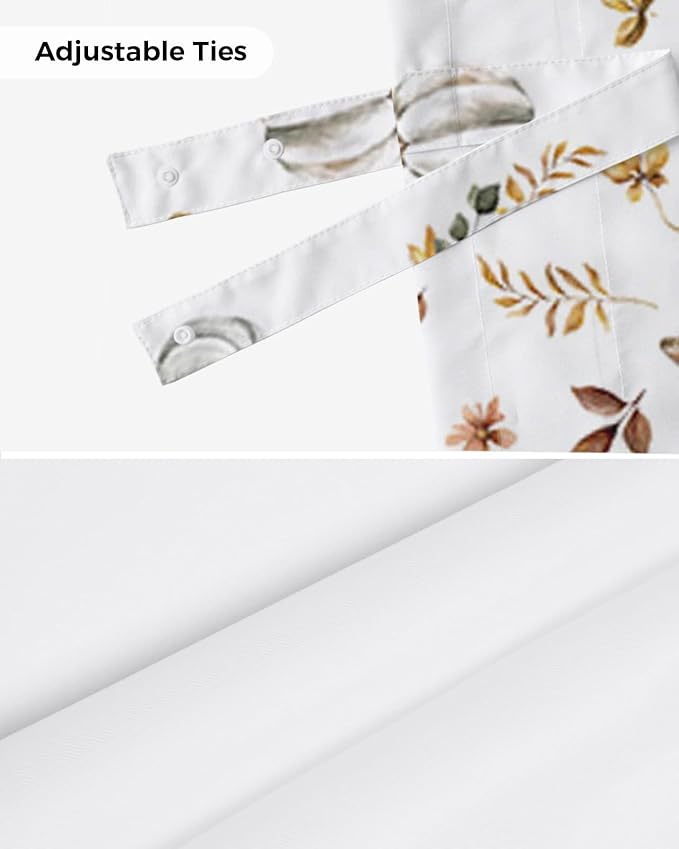 Fall Floral Leaves Blackout Tie Up Valance Curtains for Kitchen Windows Thanksgiving Pumpkins Window Toppers Balloon Shades for Living Room/Bathroom/Bedroom,1 Panel,42" X 18" Boho