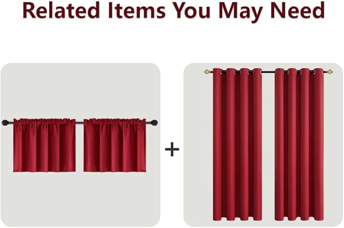 Mrs.Naturall Red Curtains for Bedroom 84 Inch Length 2 Panels Set Blackout Grommet Window Black Out Luxury Curtains for Living Room 84 Inches Long,Rose Colored