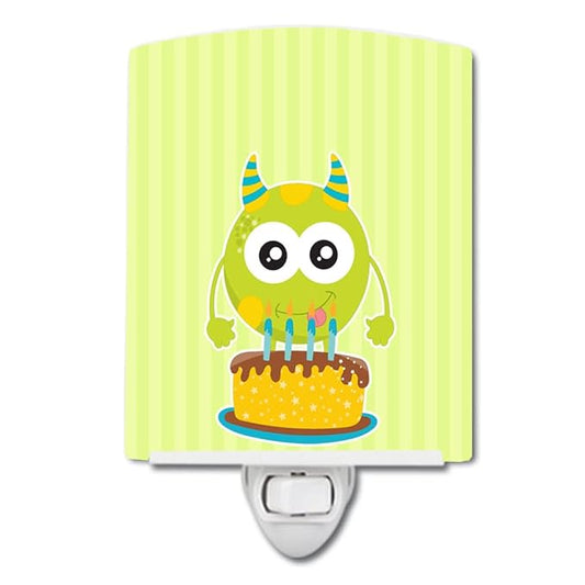 Caroline's Treasures BB9101CNL Birthday Monster Cake Ceramic Night Light Compact, UL-Certified, Ideal for Bedroom, Bathroom, Nursery, Hallway, Kitchen, 6x4x3, Multicolor