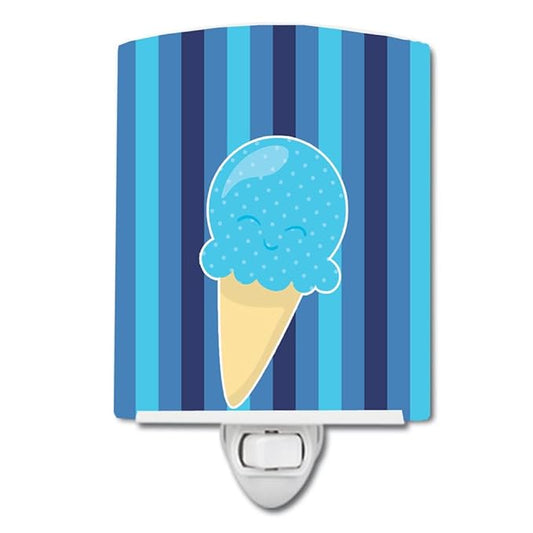 Caroline's Treasures BB9062CNL Ice Cream Cone Blue Ceramic Night Light Compact, UL-Certified, Ideal for Bedroom, Bathroom, Nursery, Hallway, Kitchen, 6x4x3, Multicolor