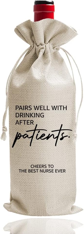 Nurse Gift Wine Bag, Gift for Nurse, Nursing School Gift, Pairs Well with Nursing, Gift Bag for Nurse Appreciation, Gift for Her, Graduation Gift, Birthday, Colleague, Friends (DL062）