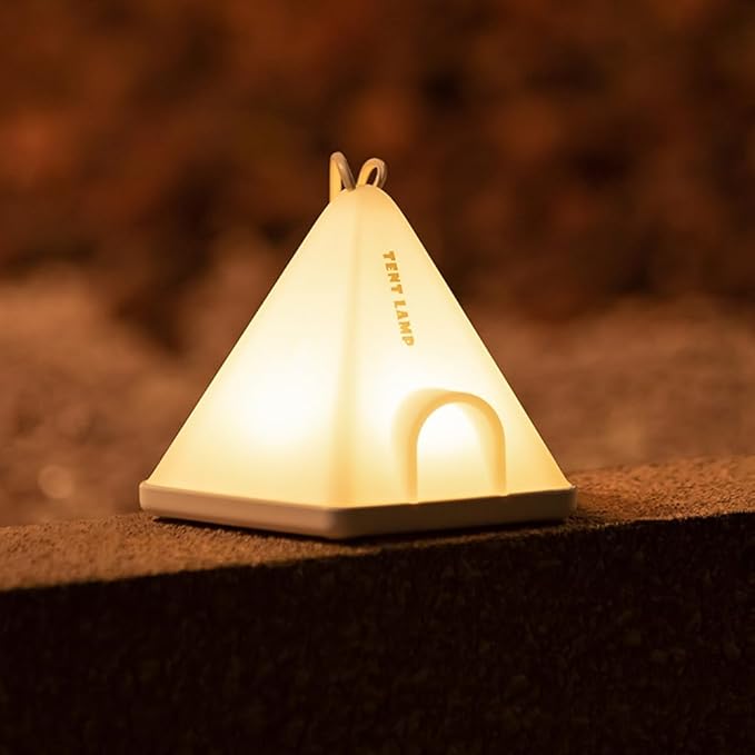 Portable Tent Night Light, with Lanyard for Easy Hanging, USB Rechargeable LED Desk Lamp with 6 Modes Adjustable, Camping Mini Nightlight, Bedroom Bedside Lamp with Timing Function