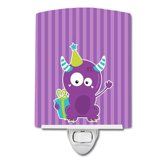 Caroline's Treasures BB8936CNL Birthday Monster Purple Ceramic Night Light Compact, UL-Certified, Ideal for Bedroom, Bathroom, Nursery, Hallway, Kitchen, 6x4x3, Multicolor