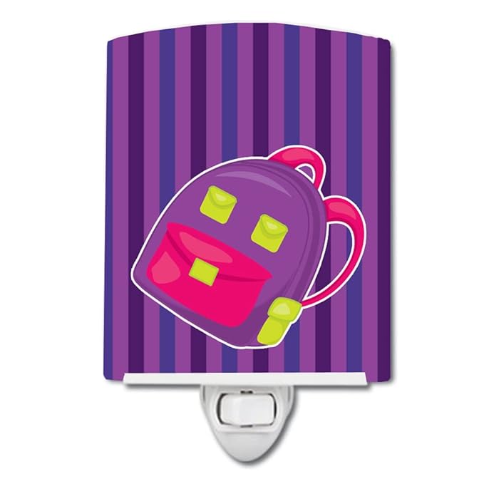 Caroline's Treasures BB8866CNL Back to School Backpack #1 Ceramic Night Light Compact, UL-Certified, Ideal for Bedroom, Bathroom, Nursery, Hallway, Kitchen, 6x4x3, Multicolor
