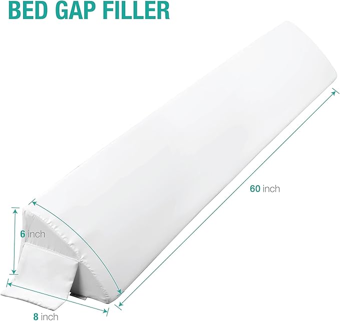 Vekkia Queen Bed Wedge Pillow for Headboard/Wedge Pillow Headboard/Bed Gap Filler/Headboard Pillow,Pillow Wedge for Headboard Gap Between Mattress and Headboard,Stop Loosing Your Pillows(White)