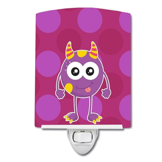 Caroline's Treasures BB8850CNL Monster Purple Ceramic Night Light Compact, UL-Certified, Ideal for Bedroom, Bathroom, Nursery, Hallway, Kitchen, 6x4x3, Multicolor