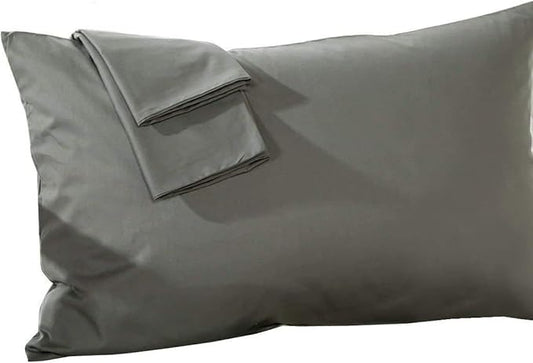 800 Thread Count 100% Egyptian Cotton Toddler Pillowcases Set of 2, Super Soft and Breathable Zipper Closer Travel Pillow Cases, 12x16 Inches, Dark Grey Solid