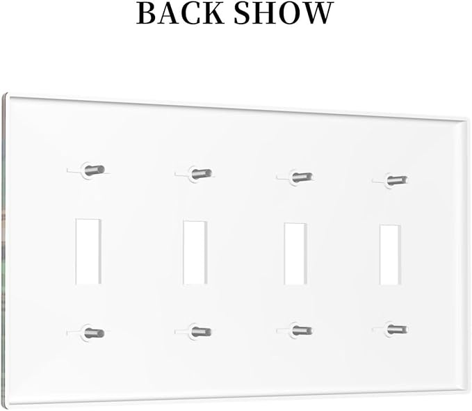 Cartoon Animal Zebra Leopard Giraffe Bird Leaf Quad Toggle Nursery Light Switch Covers Decorative 4 Gang Wall Plate Electrical Faceplate Switchplate for Kidroom Bedroom Bathroom Decor