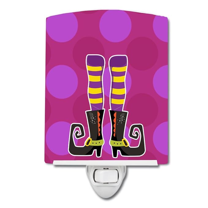 Caroline's Treasures BB9159CNL Halloween Witch's Legs Ceramic Night Light Compact, UL-Certified, Ideal for Bedroom, Bathroom, Nursery, Hallway, Kitchen, 6x4x3, Multicolor