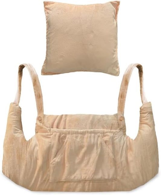 Mastectomy Pillow Post Op Pillow for Breast Surgery Recovery | Choose The Color for You | Hand Ice-Pack Pockets | Converts to Cloud Soft Cushion (Tranquil Tan)