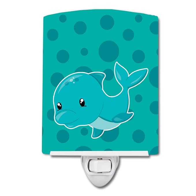 Caroline's Treasures BB8898CNL Nautical Dolphin Ceramic Night Light Compact, UL-Certified, Ideal for Bedroom, Bathroom, Nursery, Hallway, Kitchen, 6x4x3, Multicolor