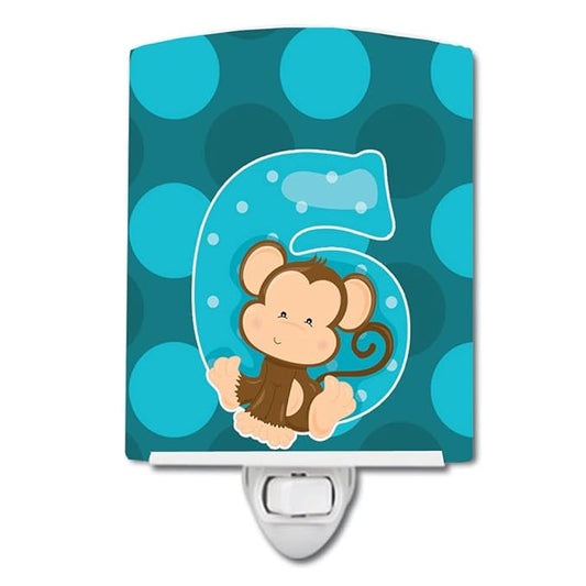 Caroline's Treasures BB9013CNL Zoo Month 6 Monkey Ceramic Night Light Compact, UL-Certified, Ideal for Bedroom, Bathroom, Nursery, Hallway, Kitchen, 6x4x3, Multicolor