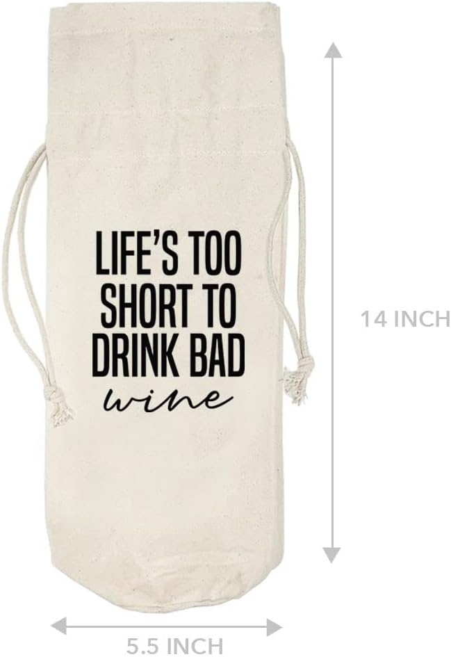 Andaz Press Mothers Day Wine Bag, Life's Too Short To Drink Bad, Mothers Day Wine Bottle Cover, Mother's Day Gifts, Canvas Wine Gift Bag Champagne Bottle Bag Wine Bags For Wine Bottles Gifts 1-Pack