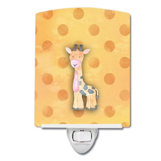 Caroline's Treasures BB7373CNL Polkadot Griaffe Watercolor Ceramic Night Light Compact, UL-Certified, Ideal for Bedroom, Bathroom, Nursery, Hallway, Kitchen, 6x4x3, Multicolor