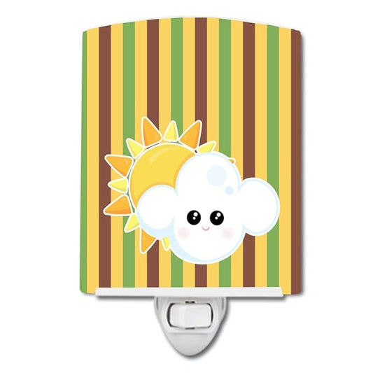 Caroline's Treasures BB7152CNL Weather Partly Cloudy Face Ceramic Night Light Compact, UL-Certified, Ideal for Bedroom, Bathroom, Nursery, Hallway, Kitchen, 6x4x3, Multicolor