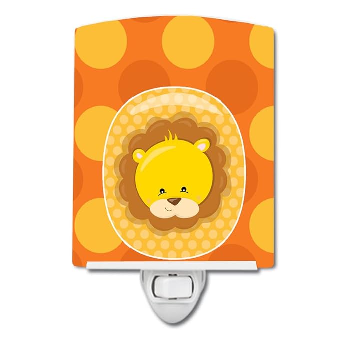 Caroline's Treasures BB9007CNL Zoo Month 0 Lion Ceramic Night Light Compact, UL-Certified, Ideal for Bedroom, Bathroom, Nursery, Hallway, Kitchen, 6x4x3, Multicolor
