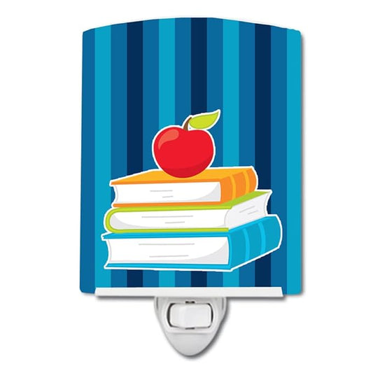 Caroline's Treasures BB8870CNL Back to School Books Ceramic Night Light Compact, UL-Certified, Ideal for Bedroom, Bathroom, Nursery, Hallway, Kitchen, 6x4x3, Multicolor