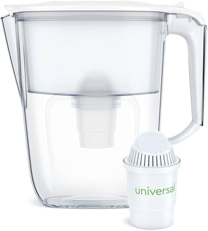Aqua Optima Daisy Jug Water Filter Pitcher with 3 Universal Filters (White)