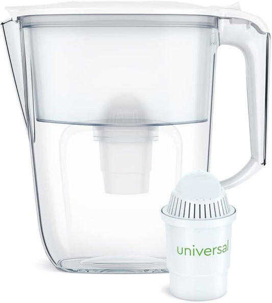Aqua Optima Daisy Jug Water Filter Pitcher with 3 Universal Filters (White)