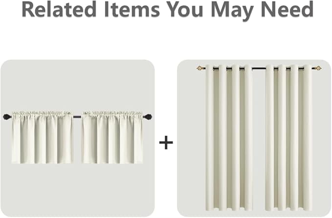 Mrs.Naturall Short Window Curtains 2 Panel Sets for Bedroom,Colored Cream Blackout Curtains 45 Inches Long