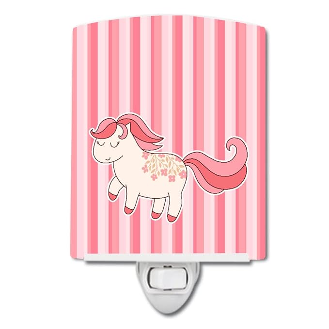 Caroline's Treasures BB7060CNL Little Pink Pony Ceramic Night Light Compact, UL-Certified, Ideal for Bedroom, Bathroom, Nursery, Hallway, Kitchen, 6x4x3, Multicolor
