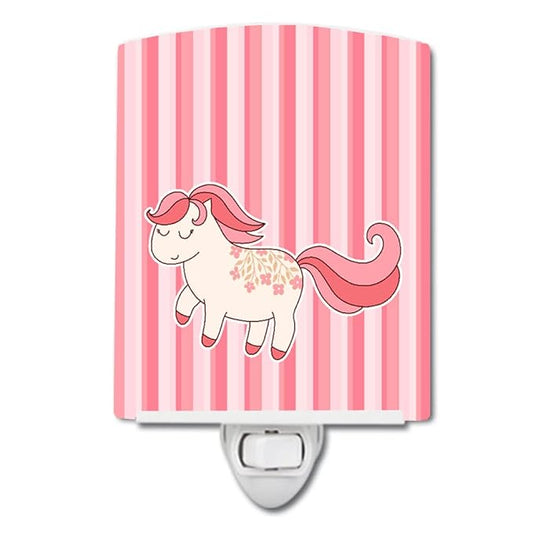 Caroline's Treasures BB7060CNL Little Pink Pony Ceramic Night Light Compact, UL-Certified, Ideal for Bedroom, Bathroom, Nursery, Hallway, Kitchen, 6x4x3, Multicolor