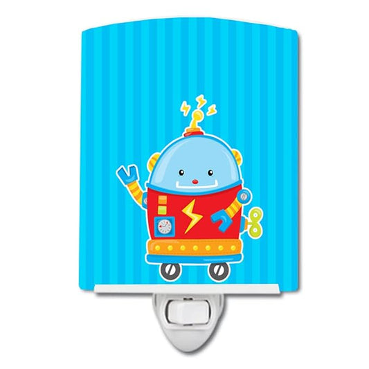 Caroline's Treasures BB9084CNL Robot #2 Ceramic Night Light Compact, UL-Certified, Ideal for Bedroom, Bathroom, Nursery, Hallway, Kitchen, 6x4x3, Multicolor