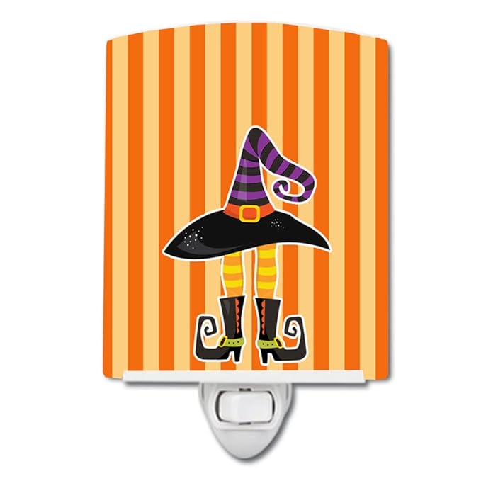 Caroline's Treasures BB9161CNL Halloween Witch's Hat and Legs Ceramic Night Light Compact, UL-Certified, Ideal for Bedroom, Bathroom, Nursery, Hallway, Kitchen, 6x4x3, Multicolor