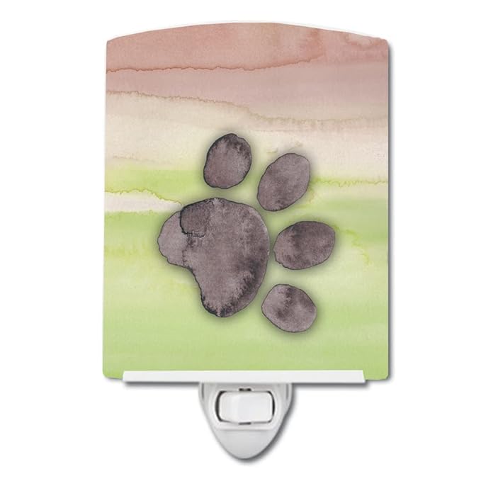Caroline's Treasures BB7359CNL Dog Paw Watercolor Ceramic Night Light Compact, UL-Certified, Ideal for Bedroom, Bathroom, Nursery, Hallway, Kitchen, 6x4x3, Multicolor
