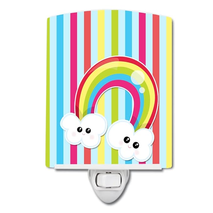 Caroline's Treasures BB7151CNL Weather Rainbow Face Ceramic Night Light Compact, UL-Certified, Ideal for Bedroom, Bathroom, Nursery, Hallway, Kitchen, 6x4x3, Multicolor